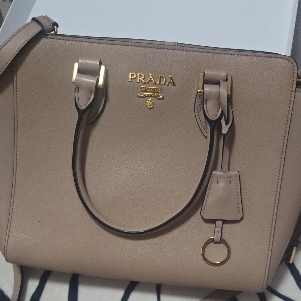 Prada Saffiano Tan Handle Bag